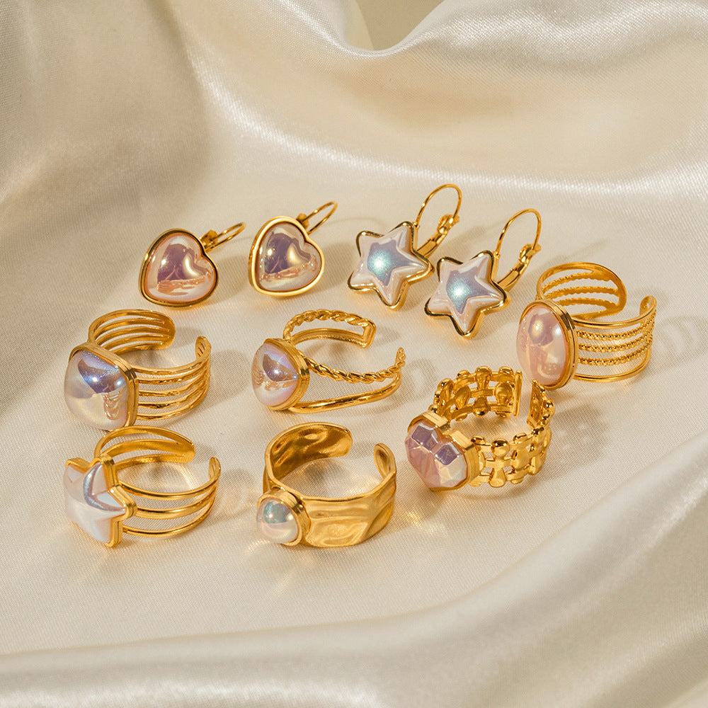 Wholesale Stainless Steel Gold-plated Magic Mermaid Bead Ring